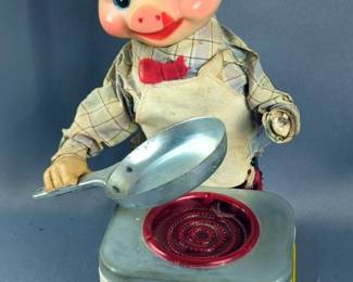 Piggy Cook Battery Operated Tin Toy