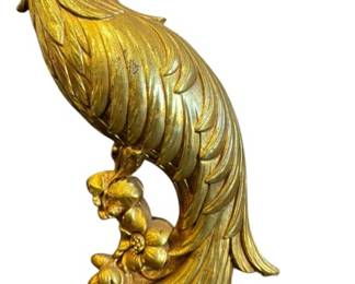 Gold Gilt Peacock Bird Statue