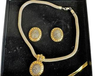 Silver and Gold Tone Necklace and Earrings