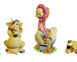 Resin Cows and Goose Figurine
