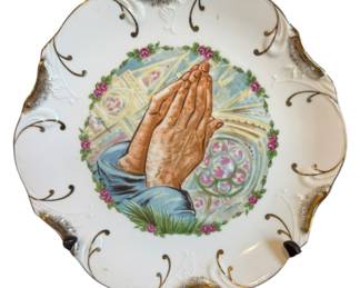 Vintage Praying Hands Decorative Plate