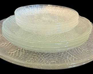 Vintage Pressed Glass Plates and Cups