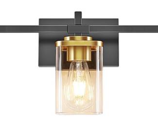 3 Light Black and Gold Bathroom Fixture