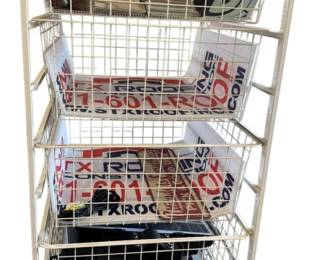 White Metal Storage Basket Rack