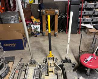 Several car/motorcycle jacks. 