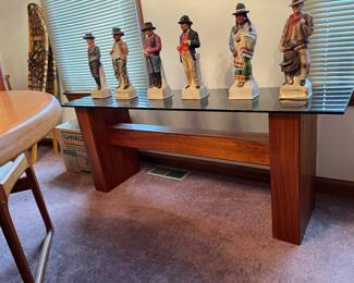 Walnut and Smoke Glass sofa table/tv stand