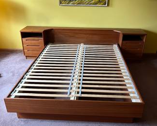 Midcentury teak king platform bed