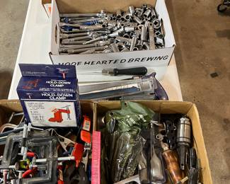 Clamps, hand tools including many Craftsman hand tools