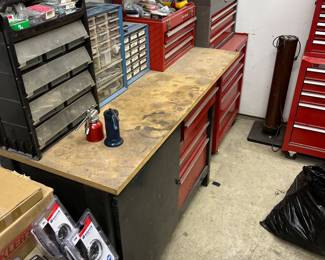 Tool chests, Craftsman rolling toolboxes, car parts in packages