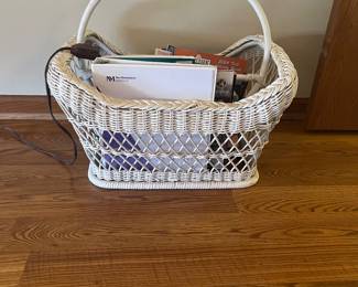 Vintage white wicker basket