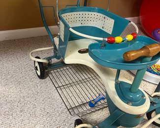 Vintage 1950’s Taylor Tot baby stroller walker blue/white 