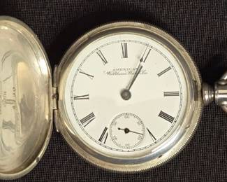 Waltham American Watch Co Sterling Silver Pocket Watch in working condition