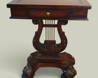 Victorian Style Side Harp/Lyre Table