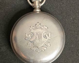 Waltham American Watch Co Sterling Silver Pocket Watch in working condition