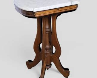 Walnut Table with Marble Top