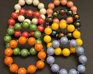 Chunky Vintage Iridescent Beaded Bracelets