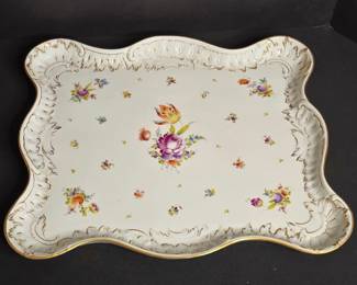 Rare Antique Charles Ahrenfeldt Saxonia Floral Hand Painted Tray 556/805