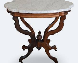 Victorian Walnut Marble Top Table
