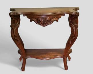 Walnut Half Moon Console Table