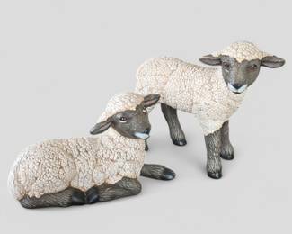 Hand Painted Lamb Ceramic Statues