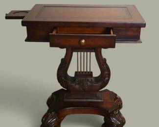 Victorian Style Side Harp/Lyre Table