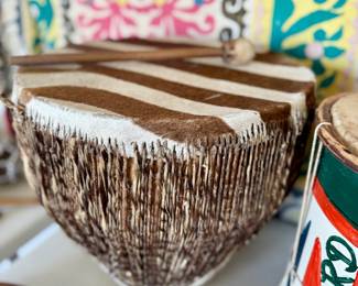 African Zebra Hide & Leather Drum
