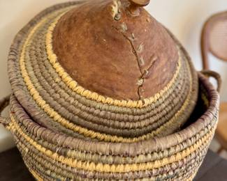 Antique Ethiopian Traditional Hand Woven Basket