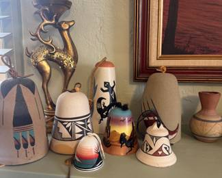 Native American bells and pottery