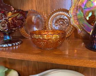 Carnival glass and vintage Pyrex
