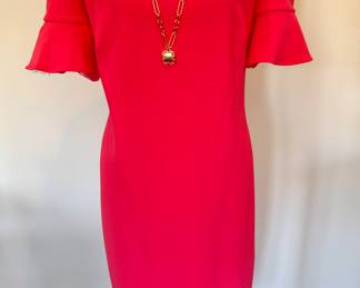 $30; Calvin Klein fuchsia cold shoulder dress; size 14