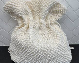 $38; vintage beaded drawstring bag; 7x7