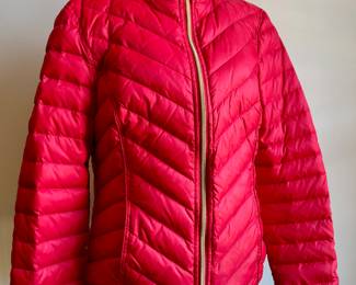 SOLD; Preston & York packable red down jacket; size L