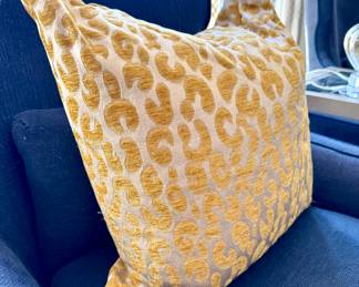 $80 each (ONE SOLD, ONE available); custom, down throw pillows with gold animal print; 16x16
