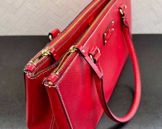 SOLD; red Kate Spade hand bag in ideal condition; 15x9