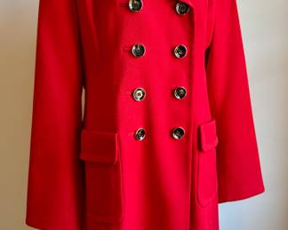 $48; Ann Taylor red, double breasted coat; size 8