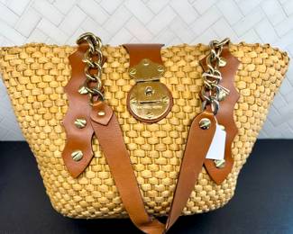 SOLD; Michael Kors straw shoulder bag; 16x9