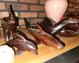 Collection of carved wooden animals