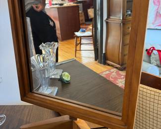 Adjustable wooden mirror