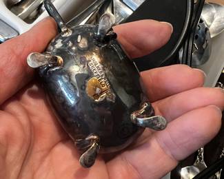 Sterling with cobalt glass  salt dish