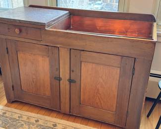 Antique wood and copper dry sink excellent condition