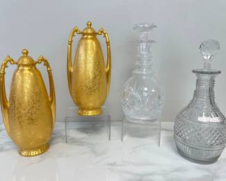 Lot 1769 Glass  Ceramic Decanters w Stoppers