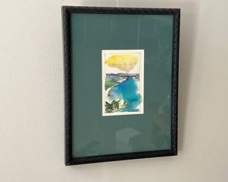 Lot 1663 Original Framed Art Watercolor Lake Scene