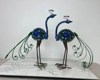 Lot 1621 Metal Peacocks Yard Garden Art