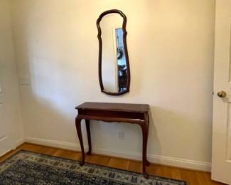 Lot 1550  Inlaid Wooden Entry Console Table  Wall Mirror