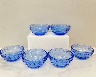 Lot 1583 Pioneer Woman Embossed Cobalt Blue Glass DipPrep Bowls