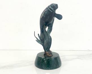 Lot 1489 SPI BrassMarble Manatee Sculpture