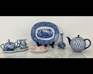 Lot 1703 Delft SugarCreamerVase  Lomonosov Teapot  Other Porcelain