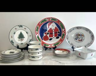 Lot 1338 Mikasa Heritage Christmas Story Platter  Plates  Bowls  Royal Worcester Village Christmas Platter  Misono Christmas Fantasy Bowls  Fapor Portugal Santa Platter