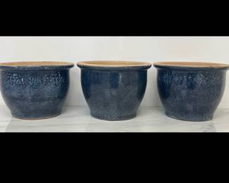 Lot 1649 Glazed Blue Pottery Pots