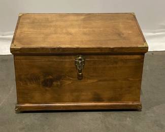 Lot 1446 Handmade Wooden Chest w Brass Fittings